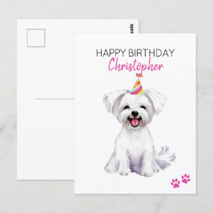 Persoonlijke Verjaardagswens voor Maltese Hond  Briefkaart