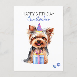 Persoonlijke Verjaardagswens voor Yorkie Hond Briefkaart