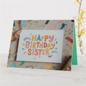 Persoonlijke verjaardagswensen voor je zus kaart (Gele Bloem)