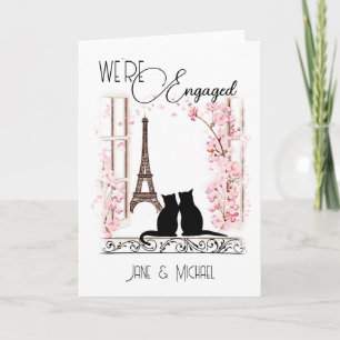 Persoonlijke Verloving Kaart met Cute Paris Cats