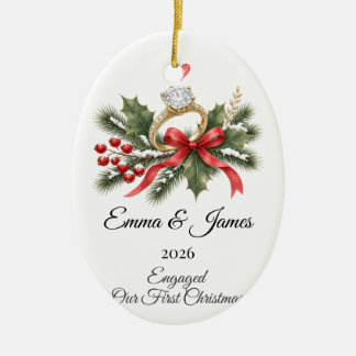 Persoonlijke Verlovings Kerstboom Versiering Ring Keramisch Ornament