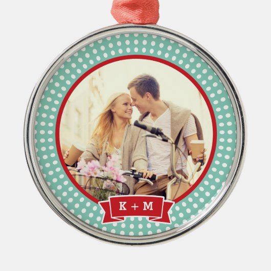 Persoonlijke verlovingsfoto monogram ornament (Voorkant)