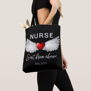 Persoonlijke verpleegkundige Angel Wings Red Heart Tote Bag