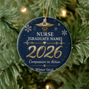 Persoonlijke verpleegster afstudeercadeau 2026 W Keramisch Ornament
