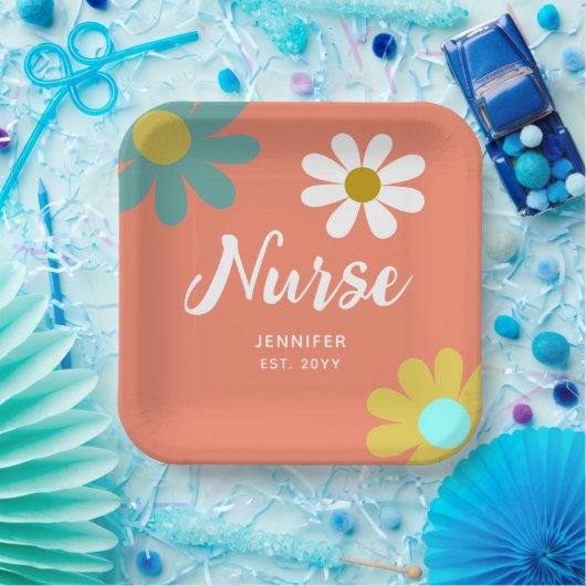 Persoonlijke verpleegster Afstuderen Boho Floral Papieren Bordje (Feest)