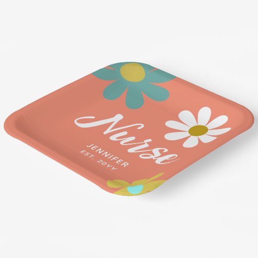 Persoonlijke verpleegster Afstuderen Boho Floral Papieren Bordje (Gebogen)