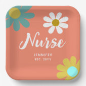Persoonlijke verpleegster Afstuderen Boho Floral Papieren Bordje (Voorkant)