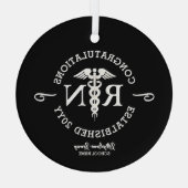 Persoonlijke verpleegster Afstuderen zwart-wit Glas Ornament (Achterkant)