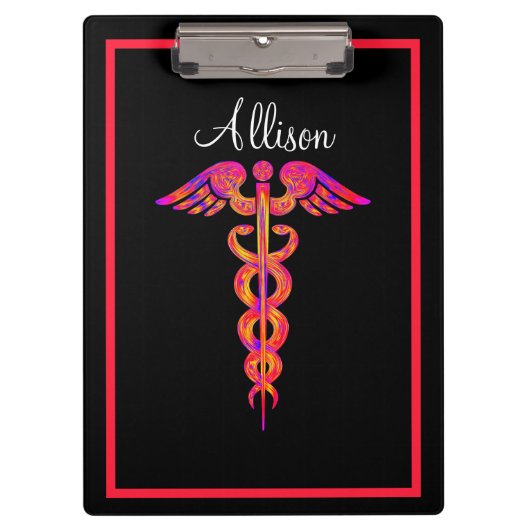 Persoonlijke verpleegster Caduceus Colorful Medica Klembord (Voorkant)