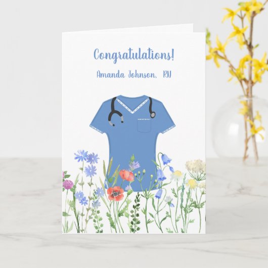 Persoonlijke verpleegster RN LPN NP blauwe operati Kaart (Gele Bloem)