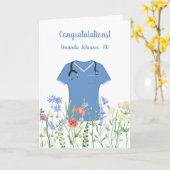 Persoonlijke verpleegster RN LPN NP blauwe werkkle Kaart (Gele Bloem)