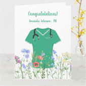 Persoonlijke verpleegster RN LPN NP groene werkkle Kaart (Gele Bloem)