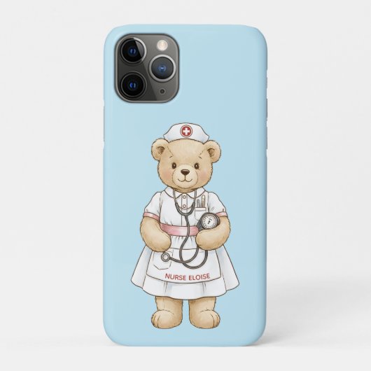 Persoonlijke verpleegster teddybeer met eigen naam Case-Mate iPhone case (Achterkant)