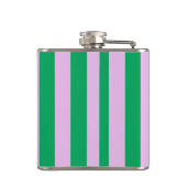 Persoonlijke verse groene en roze gestreepte retro heupfles (Achterkant)