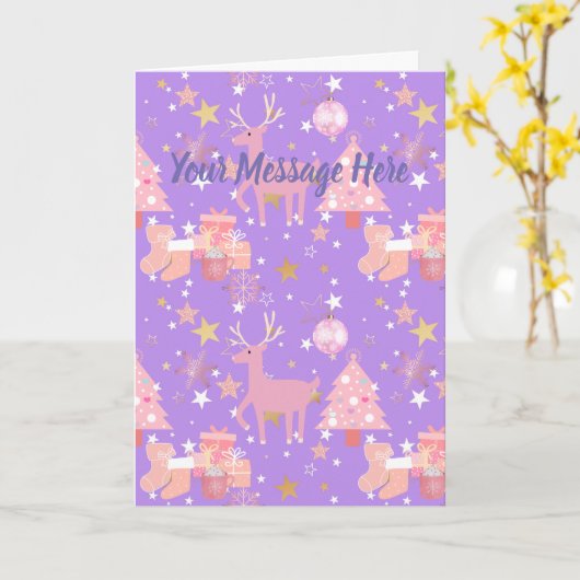 Persoonlijke versie roze en paarse...Kerstmis Kaart (Gele Bloem)