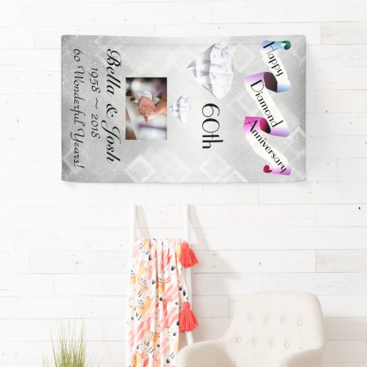 Persoonlijke Verticale 60ste Trouwdag Spandoek (Insitu)