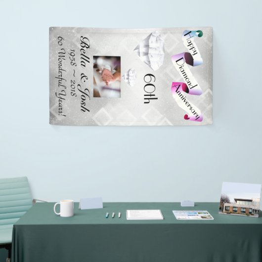 Persoonlijke Verticale 60ste Trouwdag Spandoek (Beurs)