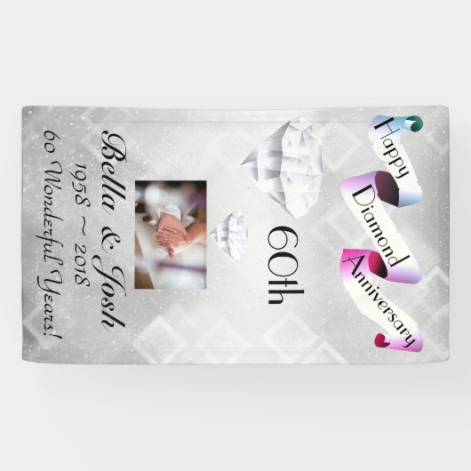 Persoonlijke Verticale 60ste Trouwdag Spandoek (Horizontaal)