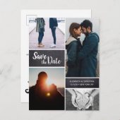 Persoonlijke, Verticale Save the Date Foto Collage Aankondigingskaart (Voorkant / Achterkant)