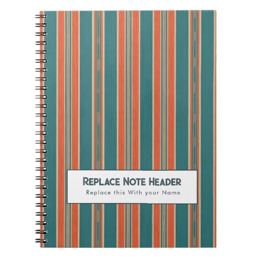 Persoonlijke Verticale Streep Teal Roest Notitieboek (Voorkant)