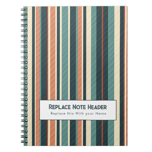 Persoonlijke Verticale Streep Teal Roest Notitieboek (Voorkant)