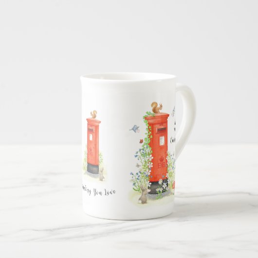 Persoonlijke verzendende Love Post Box Bone China Porselein Kop (Voorkant rechts)
