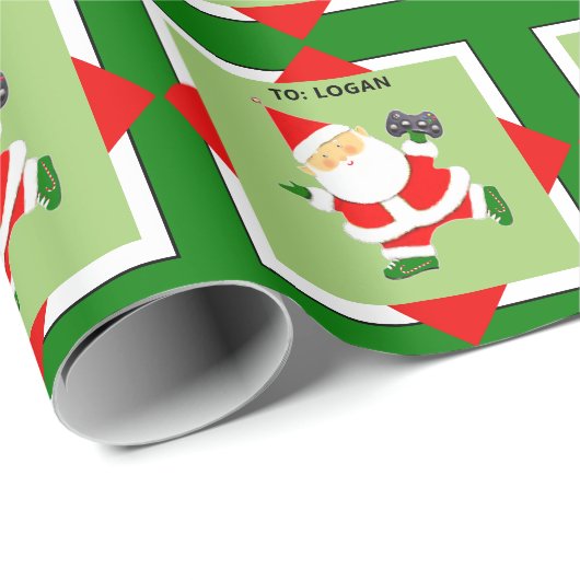 Persoonlijke videogamer kerstcadeau cadeaupapier (Rol Hoek)