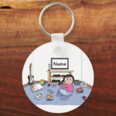 Persoonlijke videogamer - Vrouw Cartoon Sleutelhanger (Voorkant)