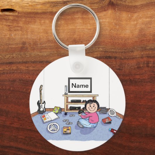 Persoonlijke videogamer - Vrouw Cartoon Sleutelhanger (Voorkant)