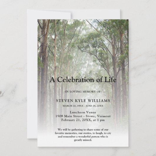 Persoonlijke viering van het Funeral Forest van Li Kaart (Voorkant)