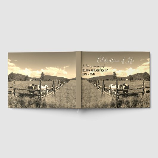 Persoonlijke viering van het leven van sepia-paard gastenboek (Volledig)