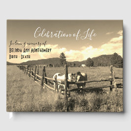 Persoonlijke viering van het leven van sepia-paard gastenboek