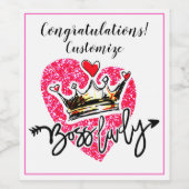 Persoonlijke viering voor de baas lady wijn etiket (Enkel label)