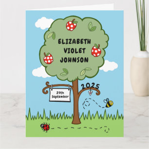 Persoonlijke vieringsboom pasgeboren baby kaart