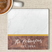 Persoonlijke vierkante marmeren houten familienaam
