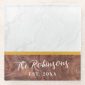 Persoonlijke vierkante marmeren houten Laatste Naa Glazen Onderzetter (Voorkant)