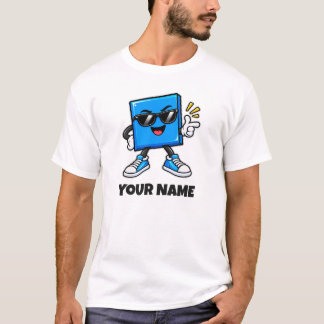Persoonlijke vierkante naam en aangepaste tekst t-shirt