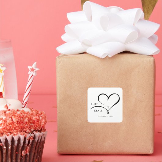 Persoonlijke Vierkante Sticker Huwelijksontwerp op (Feest)