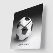 Persoonlijke vierkante wandklok met voetbalthema (Hoek)