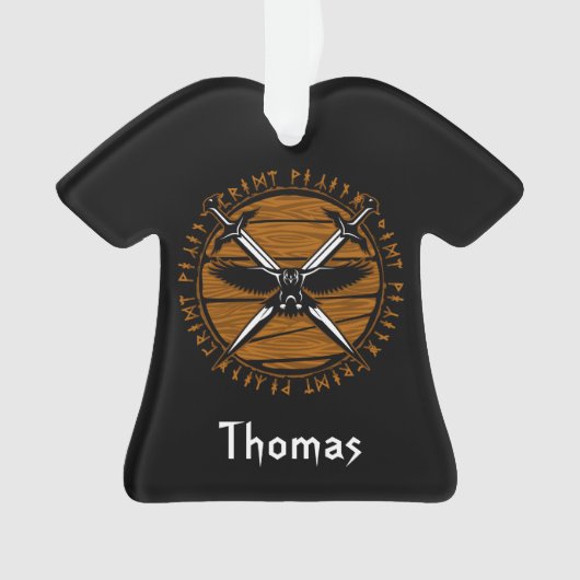 Persoonlijke Viking Crossed Swords en Raven Ornament (voorkant)