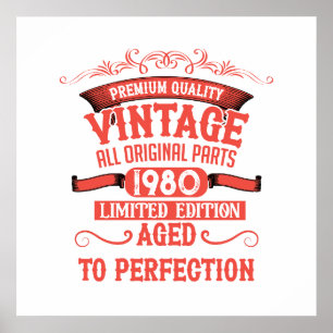 Persoonlijke vintage 45e verjaardagscadeaus rood poster