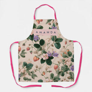 Persoonlijke Vintage Aardbei Botanische Bloemmotie Schort