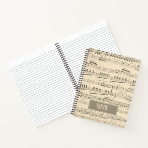Persoonlijke vintage antieke bladmuziek notitieboek