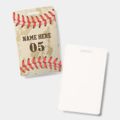 Persoonlijke Vintage Baseball Naam Nummer Retro Badge (Voor- en achterkant)