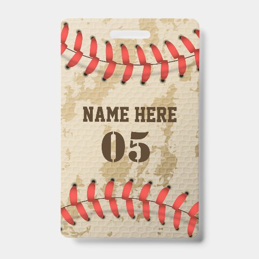 Persoonlijke Vintage Baseball Naam Nummer Retro Badge (Voorzijde)