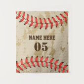 Persoonlijke Vintage Baseball Naam Nummer Retro Wandkleed (Voorkant)