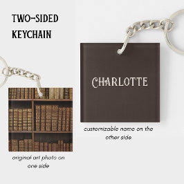 Persoonlijke Vintage Bibliotheek & Boekliefhebber  Sleutelhanger