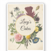 Persoonlijke vintage bloem botanische vinyl sticker (Voorkant)