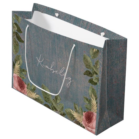 Persoonlijke vintage bloemengrote cadeautas (Voorkant Gekanteld)