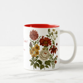 Persoonlijke vintage bloemenmok, cadeau met eigen tweekleurige koffiemok